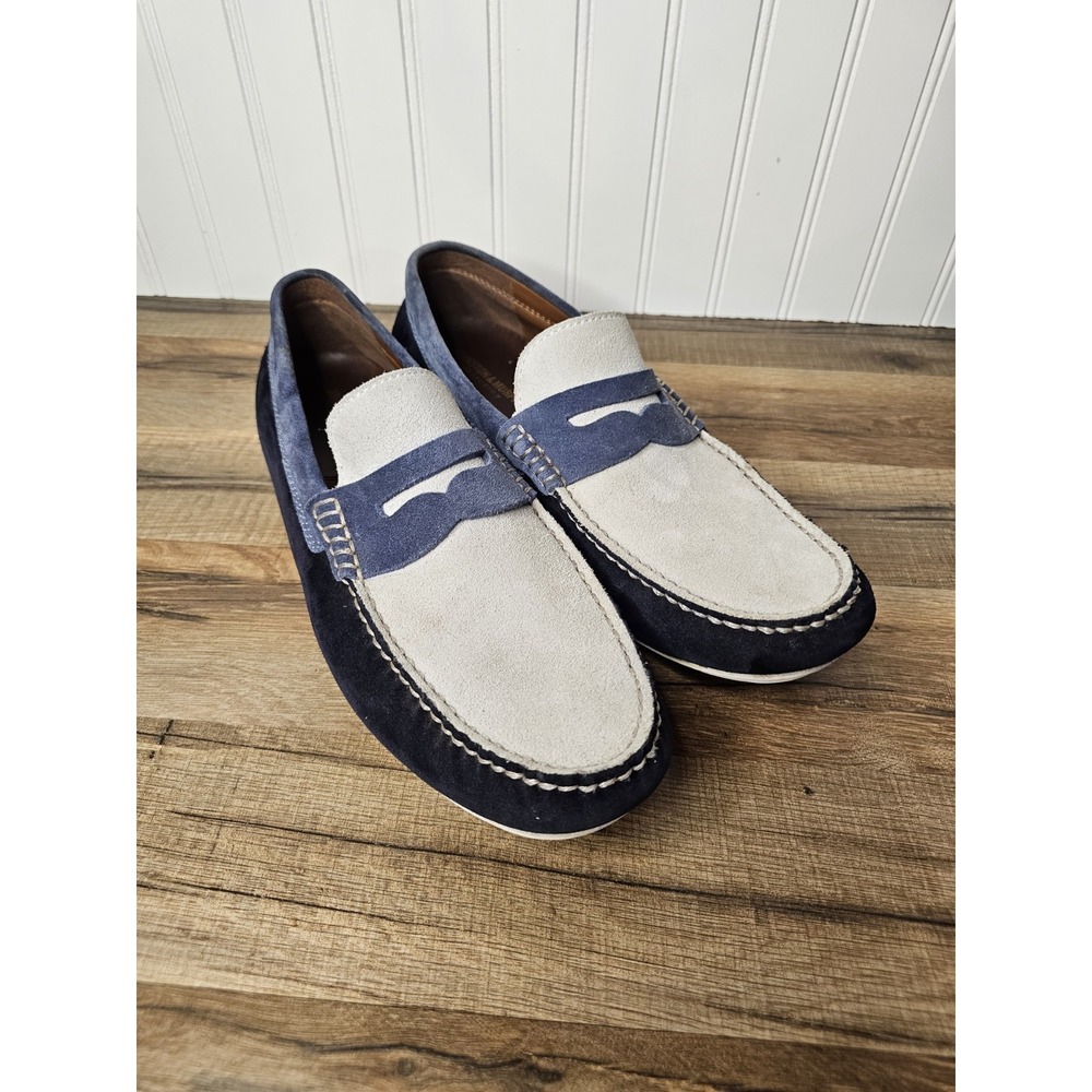 Johnston & Murphy Men's Baldwin Driver Penny Loafer Navy Multi Suede 11.5